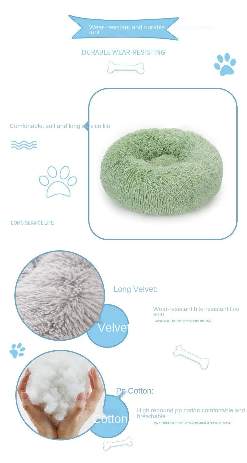 Plush Pet Bed for Dog, XXL Round Mat for Small and Medium Pets