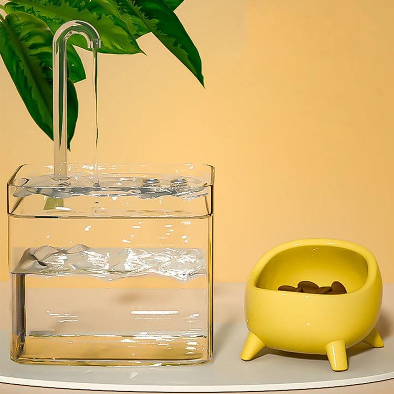 Cat Water Fountain Auto Filter Transparent Cat Drinker