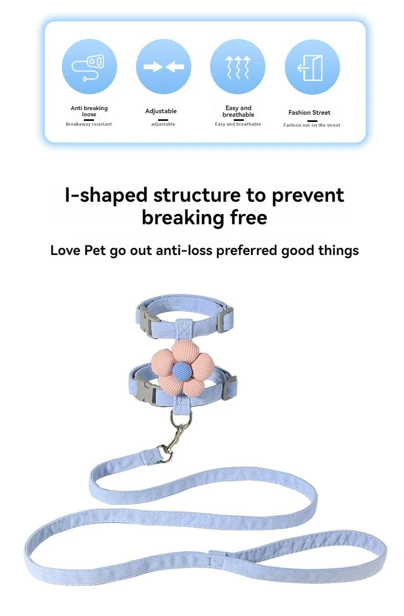Leash Sets Adjustable Harness Breashable