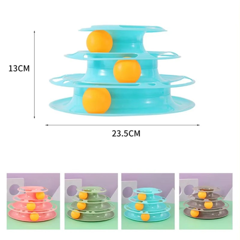 Interactive Tower Cat Toy Turntable Roller Balls