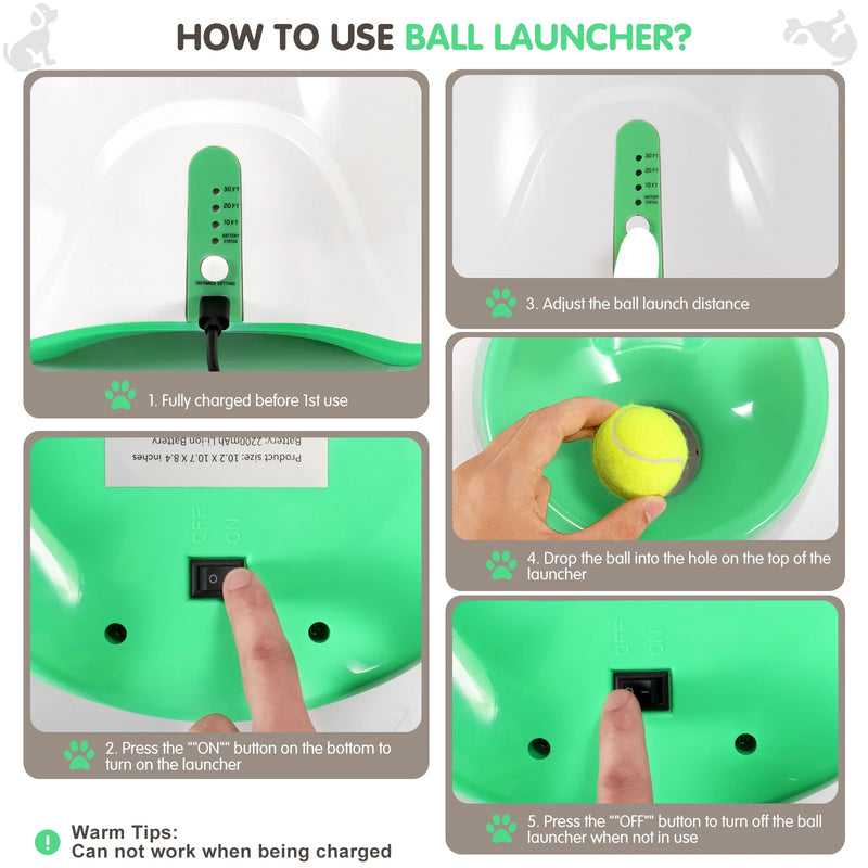 Dog Launcher Automatic Toy Tennis Rechargable
