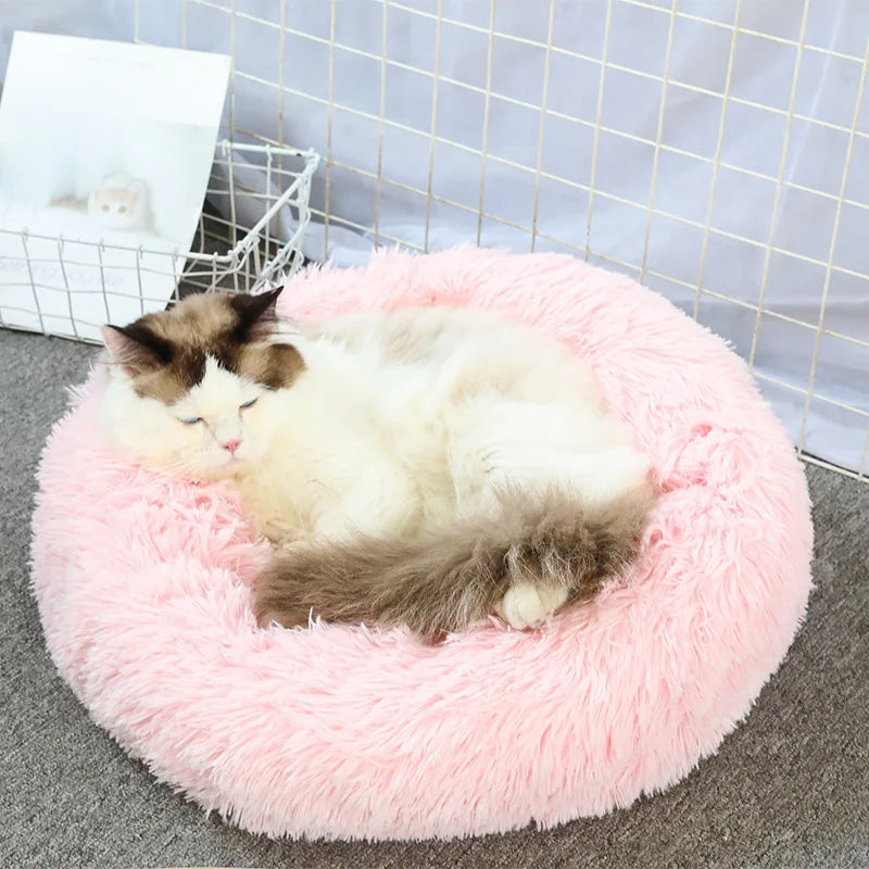 Super Soft Pet Bed Plush Full Size Washable Donut Comfortable Sleeping Artifact