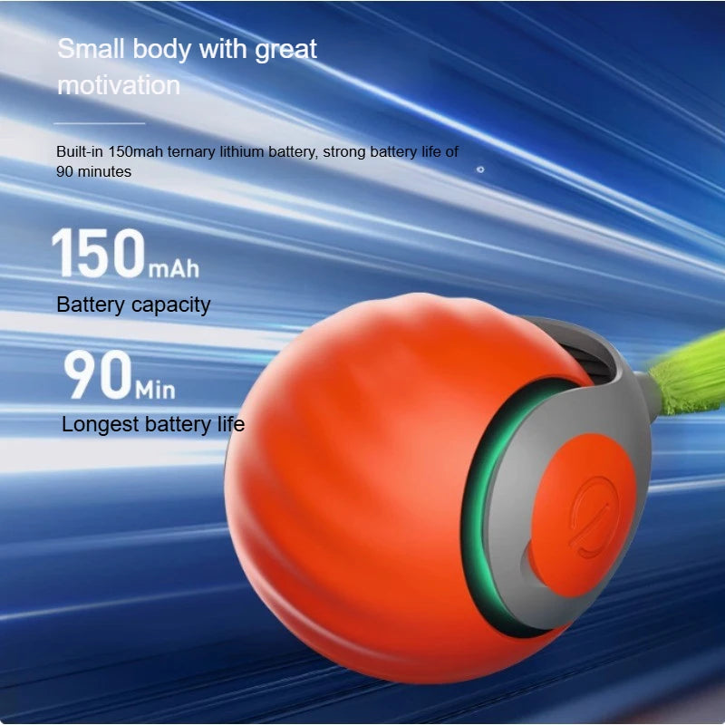 Interactive Ball Toys, Automatic Rolling Ball with Faux Tail,USB Rechargeable