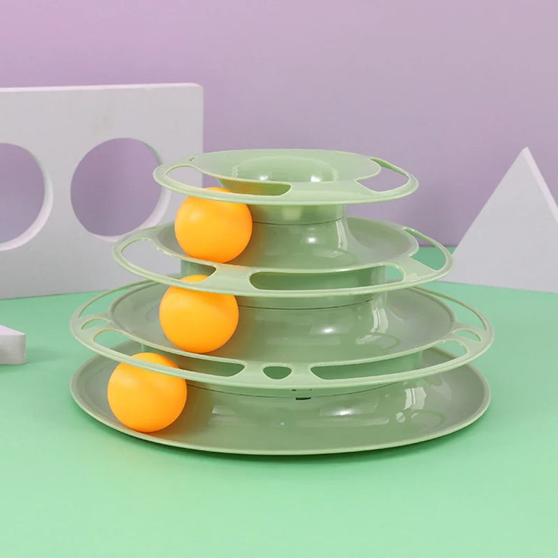 Interactive Tower Cat Toy Turntable Roller Balls