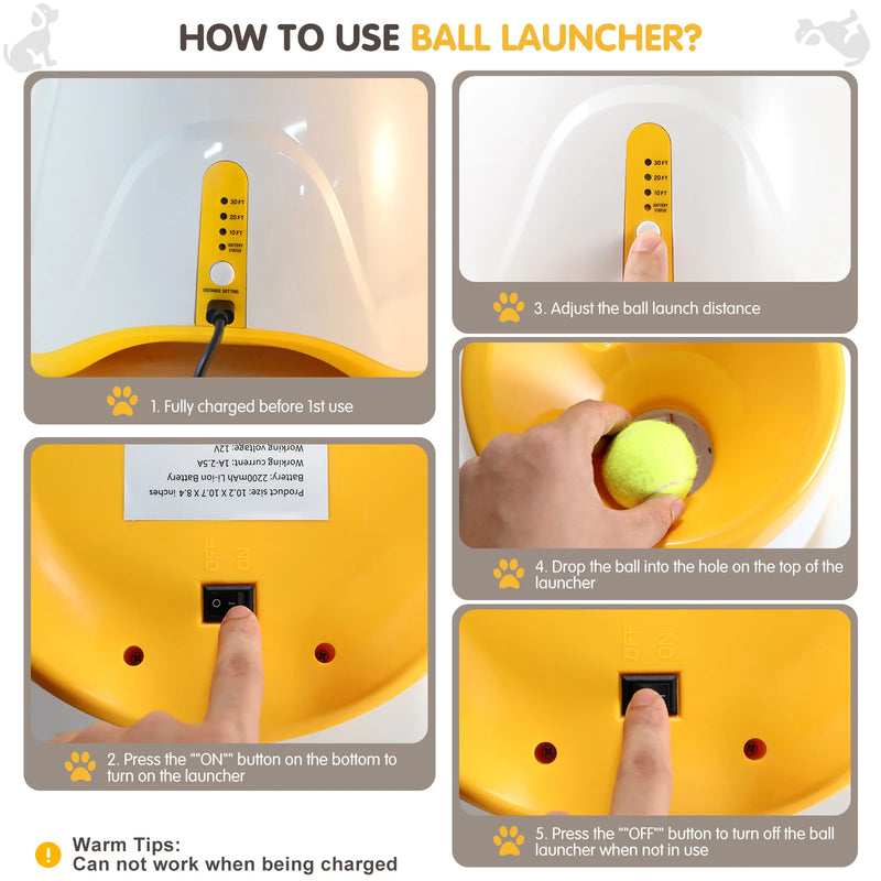 Dog Launcher Automatic Toy Tennis Rechargable