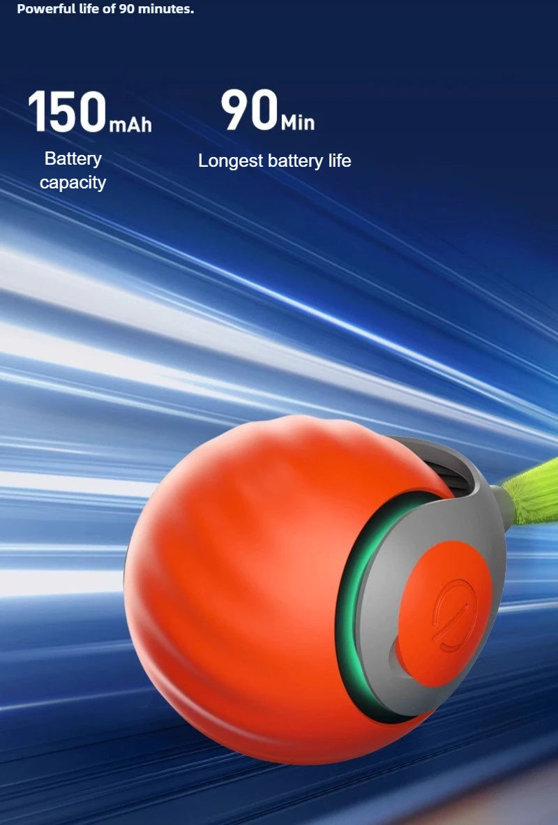 Interactive Ball Toys, Automatic Rolling Ball with Faux Tail,USB Rechargeable