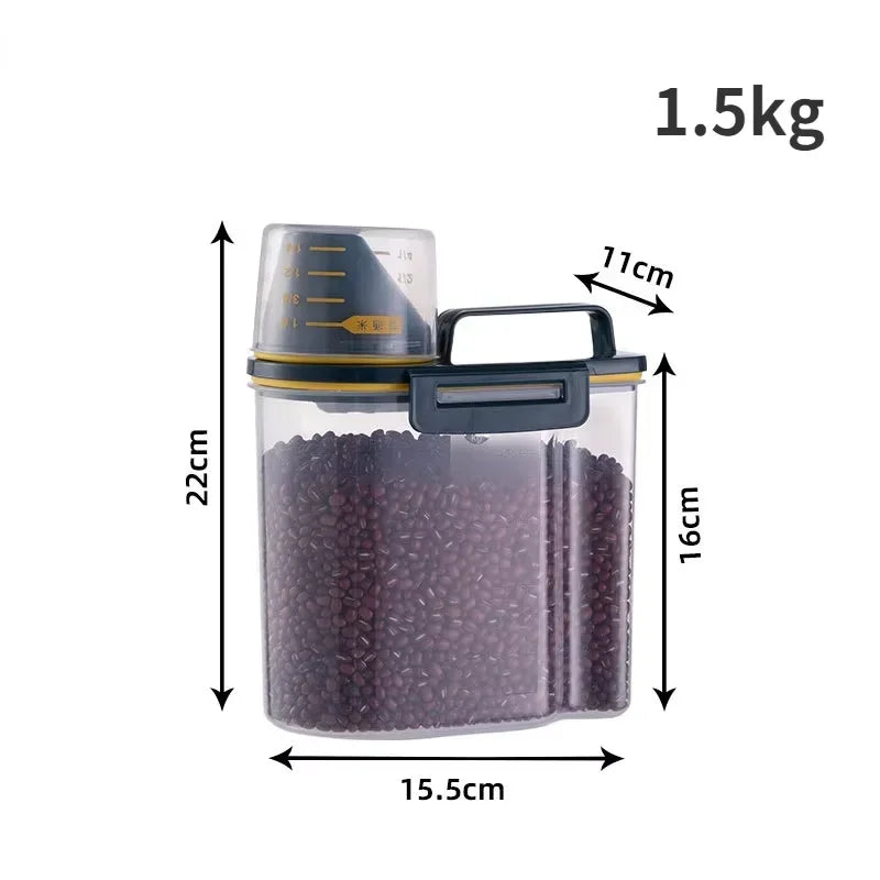 Pets Food Pail Plastic Storage Tank with Measuring Cup Container