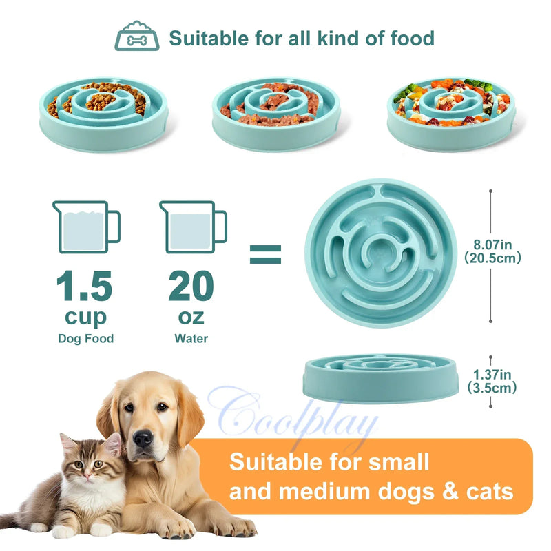 Spiral Cat Slow Feeder Bowl Eco Friendly Anti Gulping Non Slip