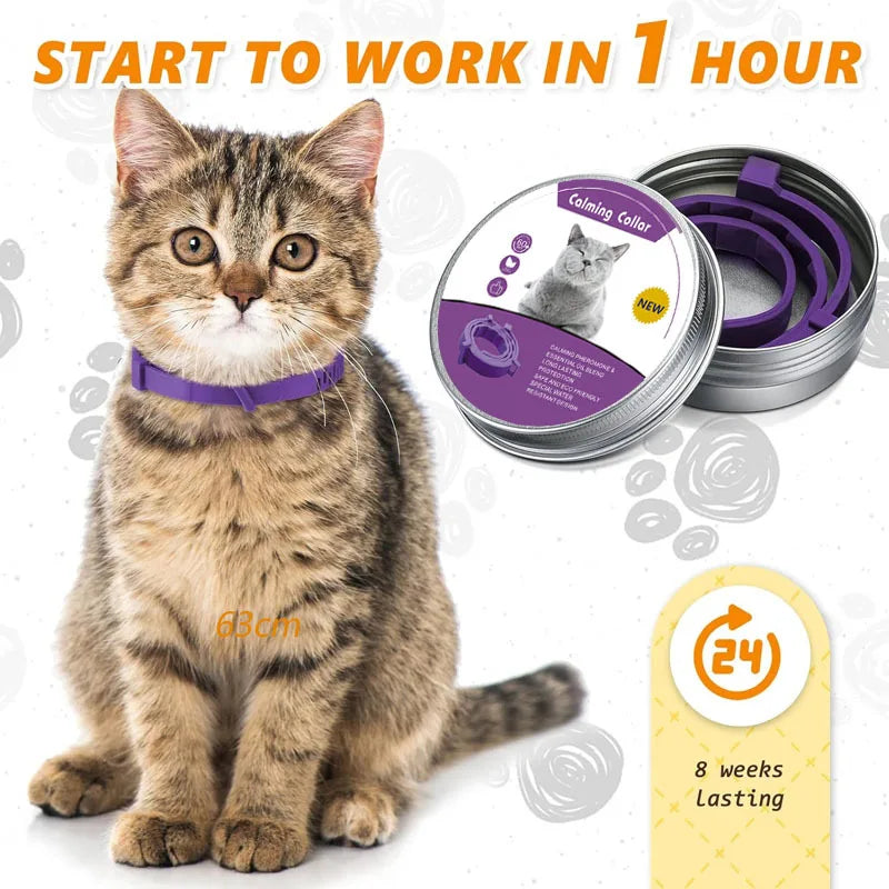 Pet calming collar with pheromone to relieve anxiety, adjustable and comfortable size