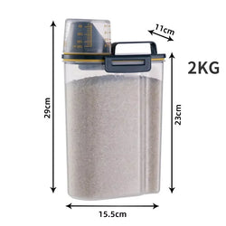 Pets Food Pail Plastic Storage Tank with Measuring Cup Container