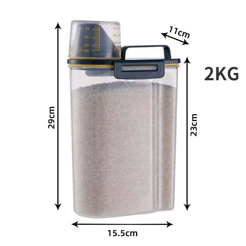 Pets Food Pail Plastic Storage Tank with Measuring Cup Container