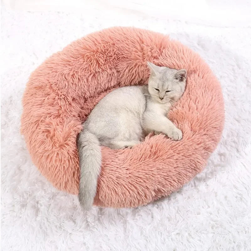 Super Soft Pet Bed Plush Full Size Washable Donut Comfortable Sleeping Artifact