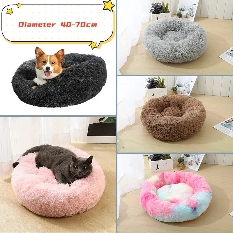 Super Soft Pet Bed Plush Full Size Washable Donut Comfortable Sleeping Artifact