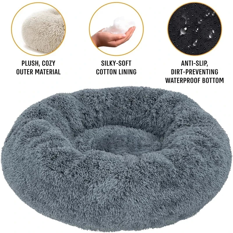 Super Soft Pet Bed Plush Full Size Washable Donut Comfortable Sleeping Artifact