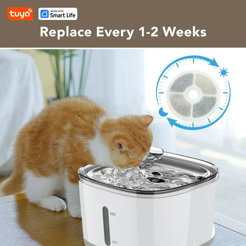 Smart App Pet Water Fountain,Automatic Water Dispenser with Bowl