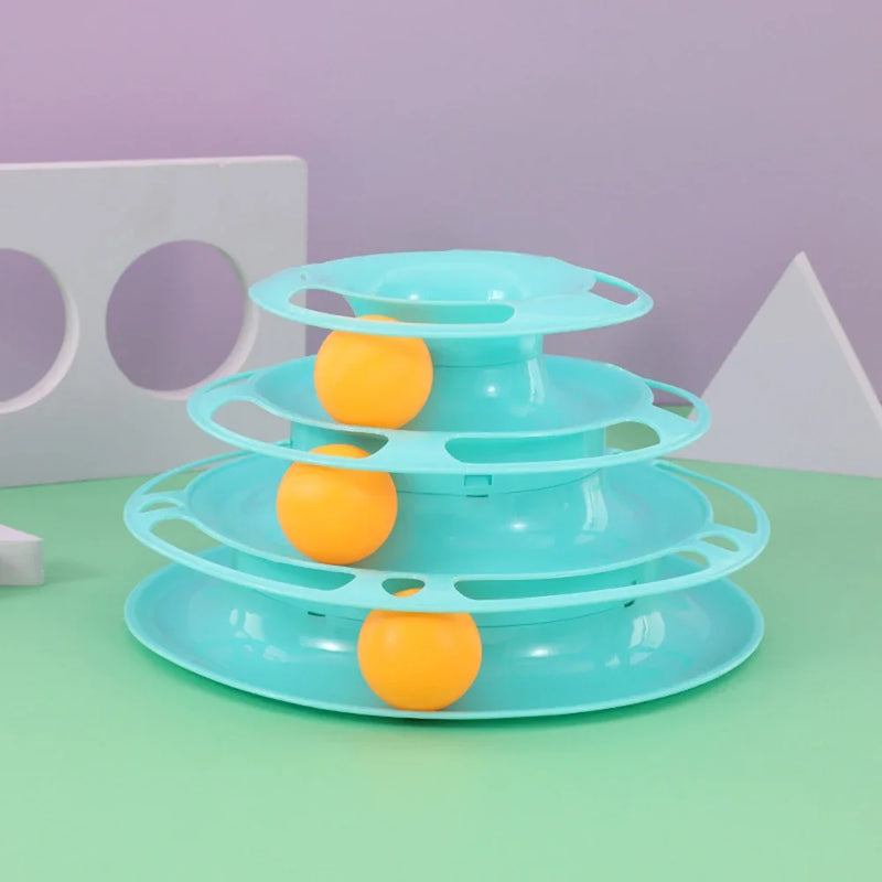 Interactive Tower Cat Toy Turntable Roller Balls