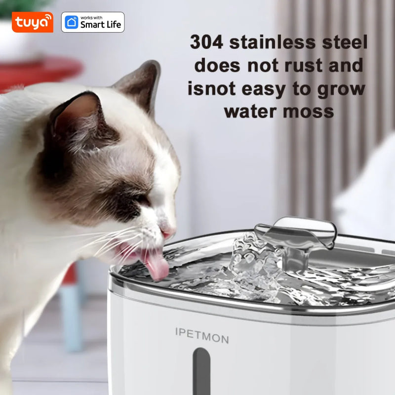 Smart App Pet Water Fountain,Automatic Water Dispenser with Bowl