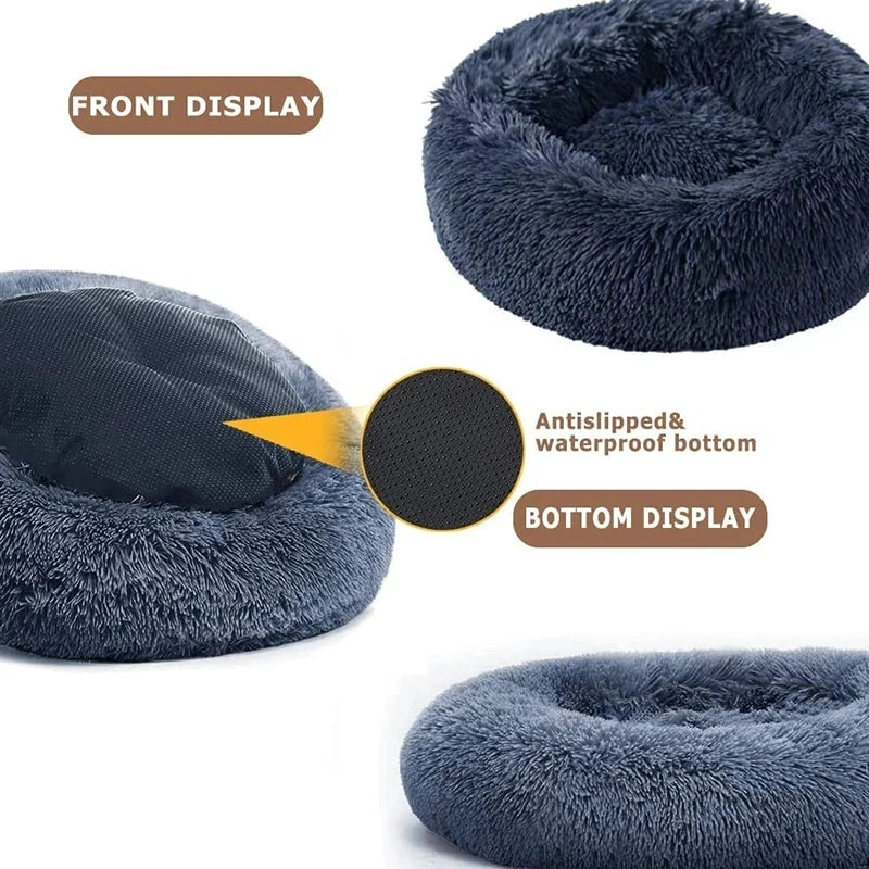 Super Soft Pet Bed Plush Full Size Washable Donut Comfortable Sleeping Artifact