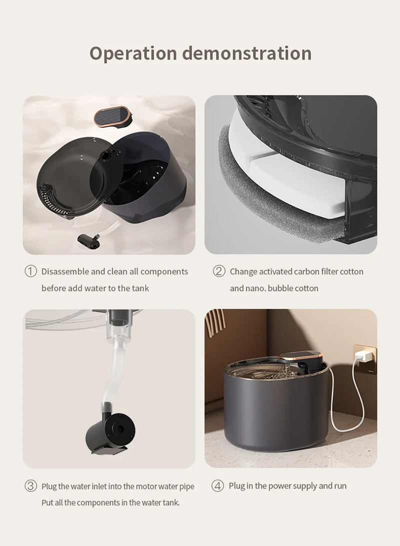 Cat Automatic Water Dispenser with LED Light Ultra Silent