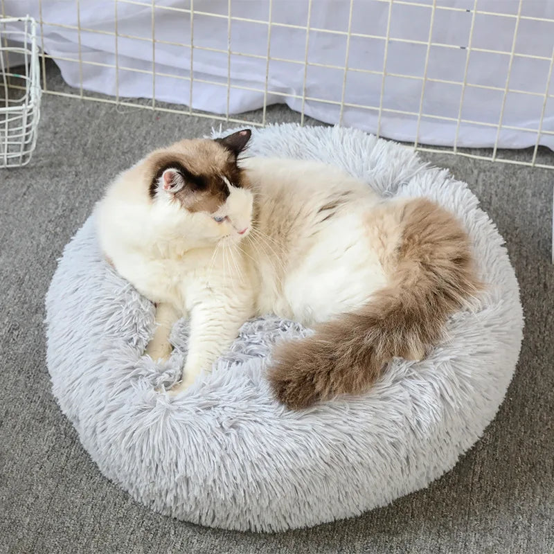 Super Soft Pet Bed Plush Full Size Washable Donut Comfortable Sleeping Artifact