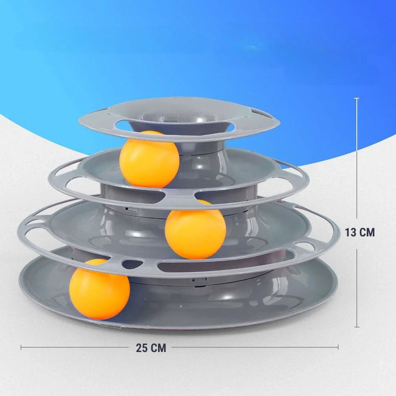 Interactive Tower Cat Toy Turntable Roller Balls