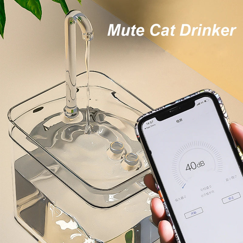 Cat Water Fountain Auto Filter Transparent Cat Drinker