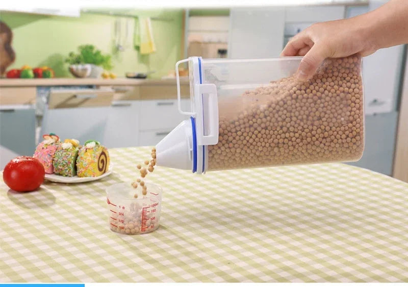 Pets Food Pail Plastic Storage Tank with Measuring Cup Container