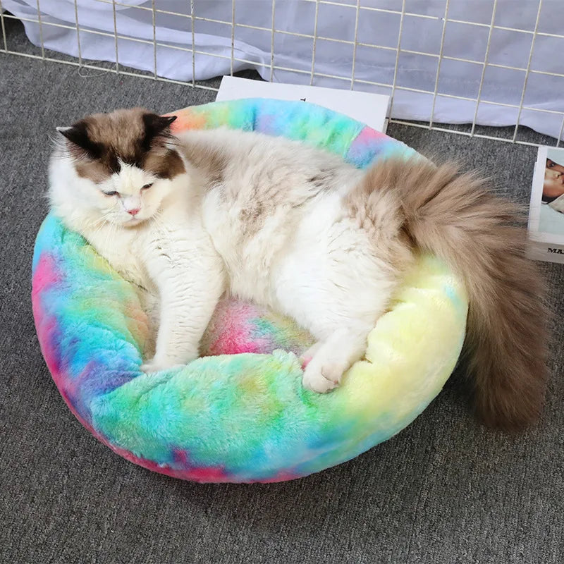 Super Soft Pet Bed Plush Full Size Washable Donut Comfortable Sleeping Artifact