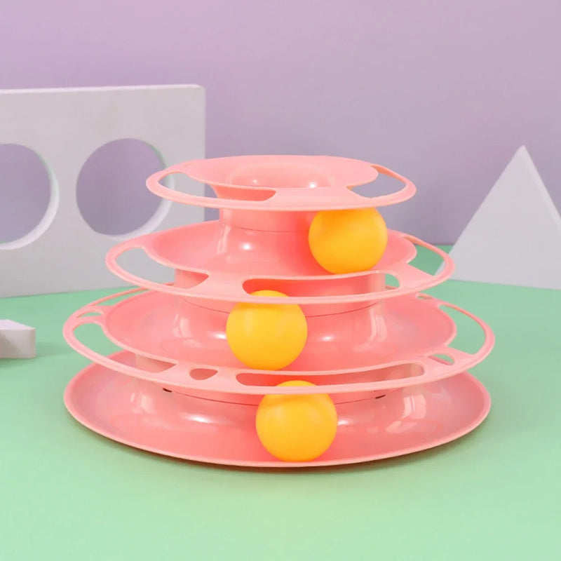 Interactive Tower Cat Toy Turntable Roller Balls